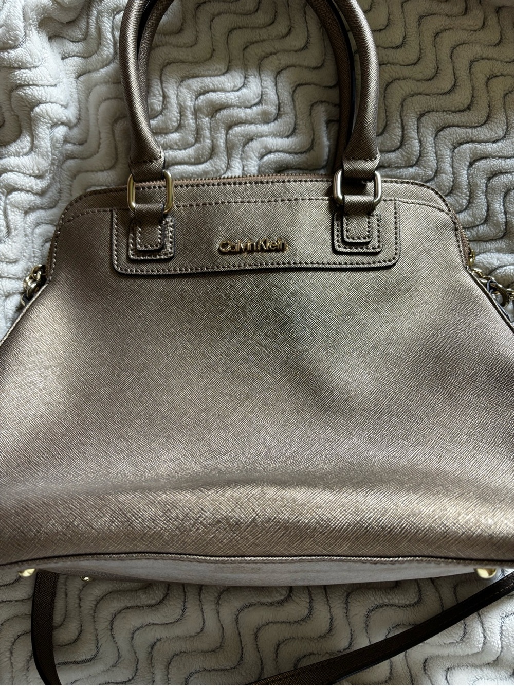 Calvin Klein Metallic Taupe Dome Satchel